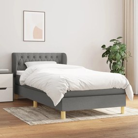 Giroletto A Molle Con Materasso Grigio Scuro 90x190 Cm Tessuto /