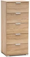 Mobiletto 5 Cassetti Naturale 45x38x103 h cm in Truciolare bilaminato Marrone chiaro