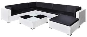 Set divani da giardino 8 pz con cuscini in polyrattan bianco