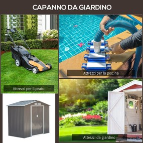 Casetta Box da Giardino in Lamiera Grigio 213x127x185 cm...