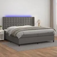 Giroletto Molle con Materasso e LED Grigio 200x200cm Similpelle cod mxl 57666