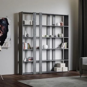 Libreria 178x204h cm in legno Cemento con 6 ripiani - KATO A