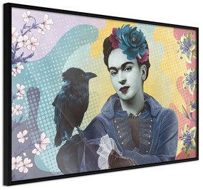 Poster  Frida with a Raven  Cornice Quadri Cornice nera, Larghezza x Altezza Home decor 30x20