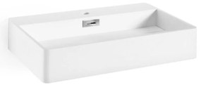 Lavabo da appoggio Lineabeta multiposizione rettangolare in ceramica L 68 x P 43 x H 20 cm bianco