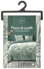 Set copripiumino e federa verde in cotone per letto matrimoniale ed esteso 240x220 cm Nymea – douceur d'intérieur