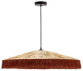 Kave Home - Lampadario Pollensa di rafia naturale e frange terracotta Ã˜ 75 cm