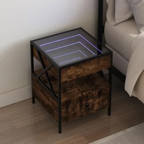 Comodino Con Led Infinity Rovere Fumo 40x40x51 Cm /