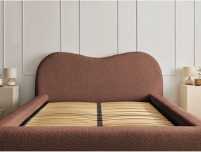 Letto matrimoniale arancione imbottito con spazio contenitivo con rete inclusa 180x200 cm Orlane – Bobochic Paris