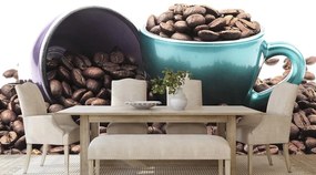 Carta da parati – Tazza con chicchi di caffè
