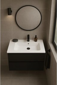 Mobile da bagno sospeso sotto lavabo L 79.5 x H 40 x P 45.5 cm antracite laccato opaco, 2 cassetti Fusion