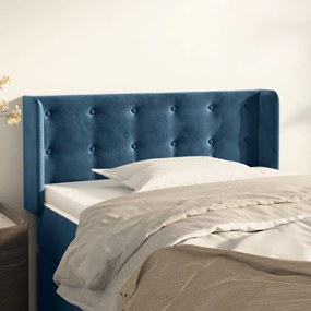 Testiera Ad Orecchio Blu Scuro 93x16x78/88 Cm İn Velluto /