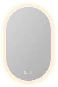 edonian specchio da bagno a LED, specchio da bagno, IP44 LED, 3 colori, 45x80cm, dimmerabile, funzione antiappannamento, pulsante a sfioramento, ovale