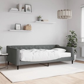 Divano letto con materasso grigio scuro 100x200 cm in tessuto