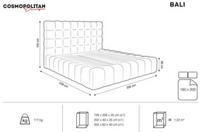Letto matrimoniale imbottito beige con contenitore con griglia 180x200 cm Bali - Cosmopolitan Design