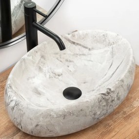 REA-U1020 - Lavabo da appoggio LINDA 34x48,5 cm ceramica/effetto pietra