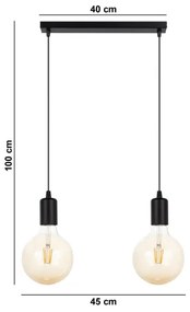 Lampadario a sospensione con filo MIROS 2xE27/60W/230V nero