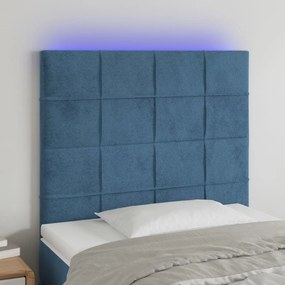 Testiera A Led Blu Scuro 100x5x118/128 Cm İn Velluto /