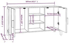 Credenza Bianca 107x38x60 cm in Legno Multistrato