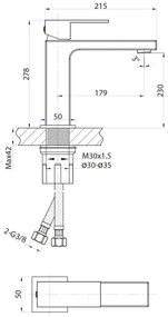 Sapho - Rubinetto del lavandino CUBEMIX 27,8 cm cromo lucido