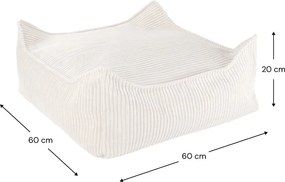 Pouf a sacco per bambini color crema con rivestimento in velluto a coste Square – Wigiwama