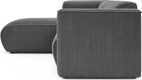 Divano angolare grigio scuro (con penisola a sinistra/con chaise lounge) con rivestimento in velluto a coste Merid – Ropez