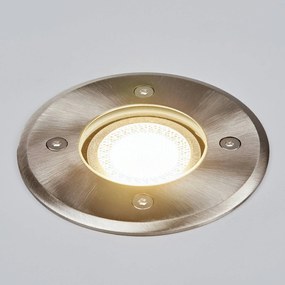 Lindby Lampada da incasso a pavimento Insa, Ø11cm, acciaio inox, GU10, IP67