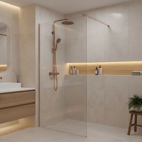 Parete doccia Rea Flexi Transparent / Brush Copper 70