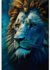 Quadro su tela – Leone blu-oro