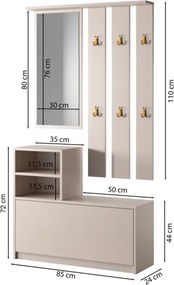 Mobile Da Ingresso  Con Scarpiera Appendiabiti E Specchio Lind Tortora