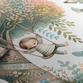 Quadro su tela – Altalena tra i rami dell’albero