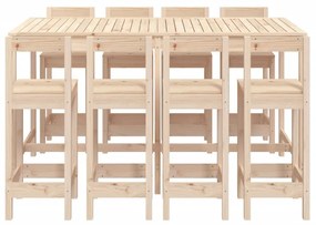 Set bar da giardino 9 pz in legno massello di pino
