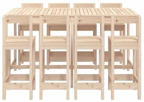 Set bar da giardino 9 pz in legno massello di pino