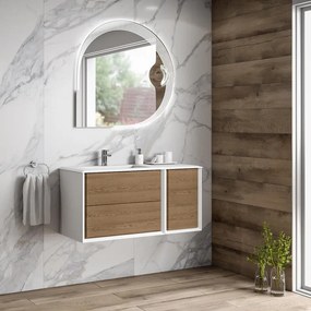 Mobile sottolavabo e lavabo Bellagio bianco/rovere tabacco L 105 x H 51 x P 46 cm 3 cassetti