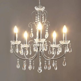 Lampadario di cristallo Solveig Lucande, dimmerabile, Cromo / Argento, Soggiorno / Sala da pranzo, Metallo, Lampadario di cristallo