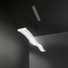 Lampadario Moderno Bend Metallo E Alluminio Bianco Led Dimmerabile