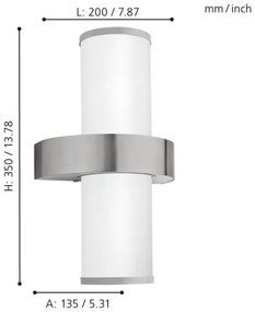 EGLO 86541 - Applique da esterno BEVERLY 2xE27/60W argento / bianco