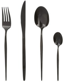 Set 24 posate acciaio inox nero Line