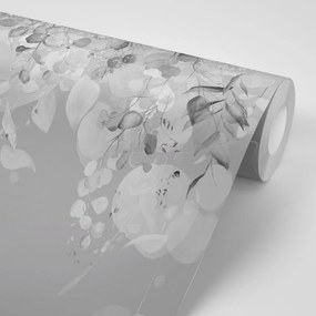 Carta da parati – Foglie Delicate in Abito Grigio