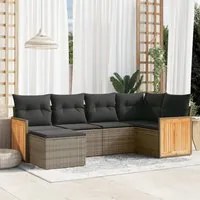 Set Divano da Giardino 6 pz con Cuscini Grigio in Polyrattan 3227859