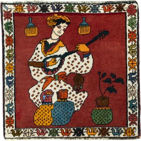 Shiraz Tappeto persiano 60 x 60 Rosso (Iran) Annodato A Mano