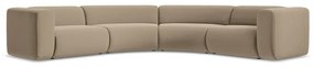 Divano angolare beige con rivestimento in velluto Ekahi – Makamii