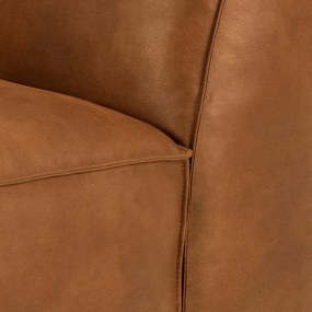 Divano angolare marrone cognac in pelle riciclata, angolo destro, 282 cm Fairfield - Bonami Selection