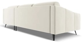 Divano angolare color crema (con penisola a destra) con rivestimento in velluto Nalu – Makamii