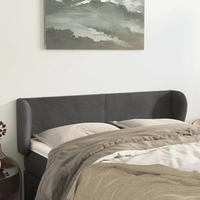 Testiera Ad Orecchio Grigio Scuro 147x23x78/88 Cm İn Velluto /
