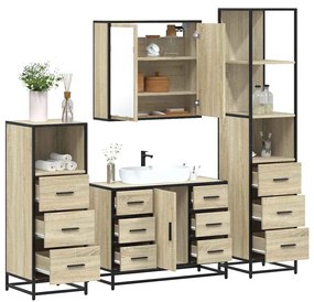 Set Mobili Da Bagno 4 Pz Rovere Sonoma İn Legno Multistrato /