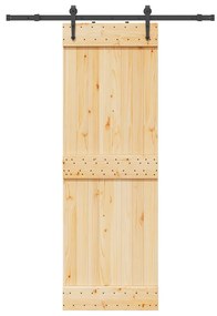 Porta Scorrevole Con Set Hardware 70x210 Cm Legno Massello Pino /