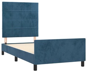 Giroletto con Testiera Blu Scuro 90x190 cm in Velluto