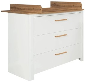 Cassettiera bassa bianca in rovere con fasciatoio 119x100 cm Ava - Roba