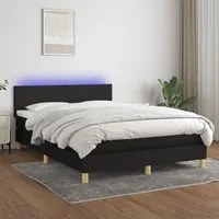 Letto a Molle con Materasso e LED Nero 140x200 cm in Tessuto 3133559