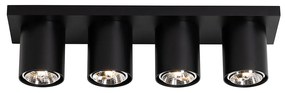 Faretto da soffitto moderno nero 4 luci - Tubo